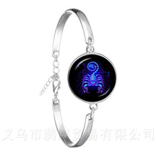 Load image into Gallery viewer, Libra/Scorpio/Sagittarius/Capricorn/Aquarius/Pisces Zodiac Signs Bracelet Retro 12 Constellations Cabochon Glass Gem Birthday
