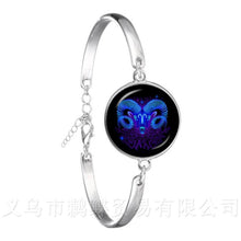 Load image into Gallery viewer, Libra/Scorpio/Sagittarius/Capricorn/Aquarius/Pisces Zodiac Signs Bracelet Retro 12 Constellations Cabochon Glass Gem Birthday
