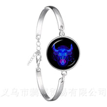 Load image into Gallery viewer, Libra/Scorpio/Sagittarius/Capricorn/Aquarius/Pisces Zodiac Signs Bracelet Retro 12 Constellations Cabochon Glass Gem Birthday
