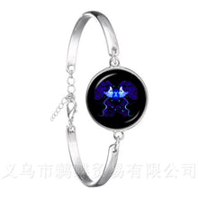 Load image into Gallery viewer, Libra/Scorpio/Sagittarius/Capricorn/Aquarius/Pisces Zodiac Signs Bracelet Retro 12 Constellations Cabochon Glass Gem Birthday
