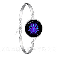 Load image into Gallery viewer, Libra/Scorpio/Sagittarius/Capricorn/Aquarius/Pisces Zodiac Signs Bracelet Retro 12 Constellations Cabochon Glass Gem Birthday
