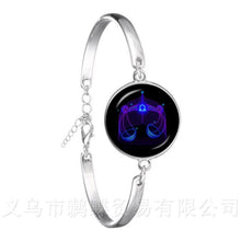Load image into Gallery viewer, Libra/Scorpio/Sagittarius/Capricorn/Aquarius/Pisces Zodiac Signs Bracelet Retro 12 Constellations Cabochon Glass Gem Birthday
