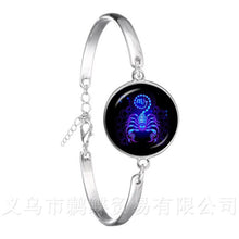 Load image into Gallery viewer, Libra/Scorpio/Sagittarius/Capricorn/Aquarius/Pisces Zodiac Signs Bracelet Retro 12 Constellations Cabochon Glass Gem Birthday
