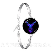 Load image into Gallery viewer, Libra/Scorpio/Sagittarius/Capricorn/Aquarius/Pisces Zodiac Signs Bracelet Retro 12 Constellations Cabochon Glass Gem Birthday
