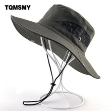 Load image into Gallery viewer, Solid color sun hats for men Outdoor Fishing cap Wide Brim Anti-UV beach caps women Bucket hat Summer Hiking camping bone gorros
