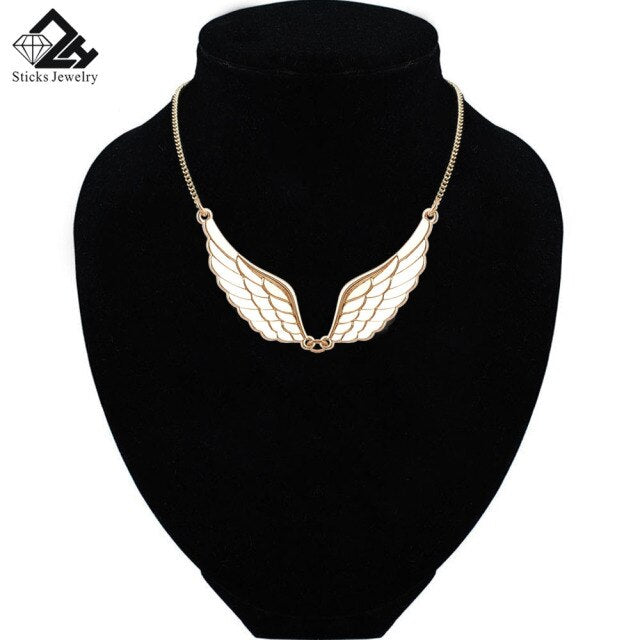 Women Fashion Choker Necklace Jewelry Angel Wings Gold Color Necklace Wedding Jewelry