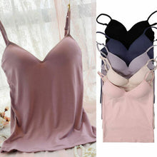 Load image into Gallery viewer, Women Padded Bra  Spaghetti Strap V Neck Vest Cami Tank Tops Shirt Blouse
