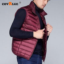 Load image into Gallery viewer, Covrlge Casual Light Men Down Vest Top Selling Zipper Big Size New Arrival 6 Colors Male White Duck Down Vest MWB014
