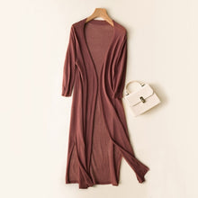 Load image into Gallery viewer, Women Midi Long Cardigan Summer Autumn Thin Silk Knitted Cardigans Female Casual Loose Sweater Coat Jacket Plus Size 2XL AB1426
