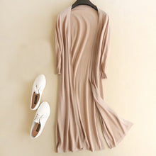 Load image into Gallery viewer, Women Midi Long Cardigan Summer Autumn Thin Silk Knitted Cardigans Female Casual Loose Sweater Coat Jacket Plus Size 2XL AB1426
