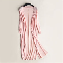 Load image into Gallery viewer, Women Midi Long Cardigan Summer Autumn Thin Silk Knitted Cardigans Female Casual Loose Sweater Coat Jacket Plus Size 2XL AB1426
