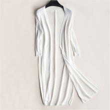 Load image into Gallery viewer, Women Midi Long Cardigan Summer Autumn Thin Silk Knitted Cardigans Female Casual Loose Sweater Coat Jacket Plus Size 2XL AB1426
