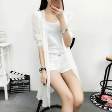 Load image into Gallery viewer, Summer Chiffon Blouse Pink Cardigan Sun Protection clothing Long Blouse  Beach White  female Fashion Tops Feminino
