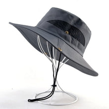 Load image into Gallery viewer, Solid color sun hats for men Outdoor Fishing cap Wide Brim Anti-UV beach caps women Bucket hat Summer Hiking camping bone gorros
