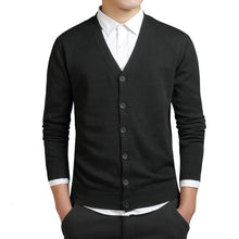 Load image into Gallery viewer, Grey Cardigans Men Cotton Sweater Long Sleeve Mens V-Neck Sweaters Loose Solid Button Tops Fit Knitting Casual Style Clothing
