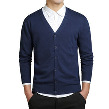 Load image into Gallery viewer, Grey Cardigans Men Cotton Sweater Long Sleeve Mens V-Neck Sweaters Loose Solid Button Tops Fit Knitting Casual Style Clothing
