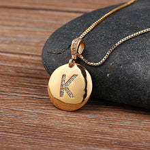 Load image into Gallery viewer, Top Quality Women Girls Initial Letter Necklace Gold 26 Letters Charm Necklaces Pendants Copper CZ Jewelry Personal Necklace
