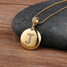 Load image into Gallery viewer, Top Quality Women Girls Initial Letter Necklace Gold 26 Letters Charm Necklaces Pendants Copper CZ Jewelry Personal Necklace
