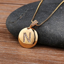 Load image into Gallery viewer, Top Quality Women Girls Initial Letter Necklace Gold 26 Letters Charm Necklaces Pendants Copper CZ Jewelry Personal Necklace
