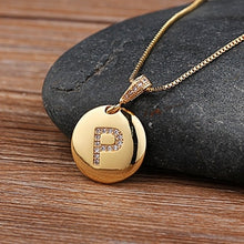 Load image into Gallery viewer, Top Quality Women Girls Initial Letter Necklace Gold 26 Letters Charm Necklaces Pendants Copper CZ Jewelry Personal Necklace
