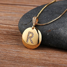 Load image into Gallery viewer, Top Quality Women Girls Initial Letter Necklace Gold 26 Letters Charm Necklaces Pendants Copper CZ Jewelry Personal Necklace
