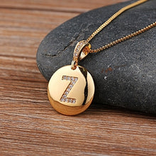 Load image into Gallery viewer, Top Quality Women Girls Initial Letter Necklace Gold 26 Letters Charm Necklaces Pendants Copper CZ Jewelry Personal Necklace
