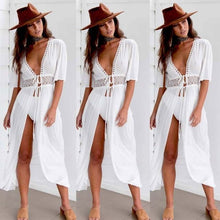 Load image into Gallery viewer, Women&#39;s Sheer Bikini Cover Up Swim Women tunics v-neck Bathing Suit Summer Beach Wear Swimwear Vestidos Kimono Cardigan  Chiffon
