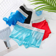 Load image into Gallery viewer, 4pcs/lot Men&#39;s underwear boxer shorts transparent stripes sex appeal underwear personality four corners breathable pants
