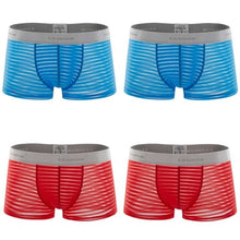 Load image into Gallery viewer, 4pcs/lot Men&#39;s underwear boxer shorts transparent stripes sex appeal underwear personality four corners breathable pants
