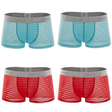 Load image into Gallery viewer, 4pcs/lot Men&#39;s underwear boxer shorts transparent stripes sex appeal underwear personality four corners breathable pants
