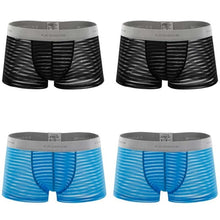 Load image into Gallery viewer, 4pcs/lot Men&#39;s underwear boxer shorts transparent stripes sex appeal underwear personality four corners breathable pants
