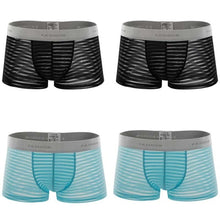 Load image into Gallery viewer, 4pcs/lot Men&#39;s underwear boxer shorts transparent stripes sex appeal underwear personality four corners breathable pants
