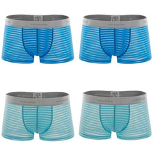 Load image into Gallery viewer, 4pcs/lot Men&#39;s underwear boxer shorts transparent stripes sex appeal underwear personality four corners breathable pants
