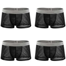 Load image into Gallery viewer, 4pcs/lot Men&#39;s underwear boxer shorts transparent stripes sex appeal underwear personality four corners breathable pants

