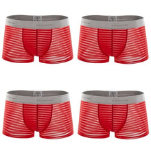Load image into Gallery viewer, 4pcs/lot Men&#39;s underwear boxer shorts transparent stripes sex appeal underwear personality four corners breathable pants
