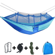 Load image into Gallery viewer, Outdoor Camping Hammocks with Mosquito Net 1-2 Person Portable Travel Camping Fabric Hanging Swing Hammocks Bed Garden Furniture
