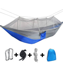 Load image into Gallery viewer, Outdoor Camping Hammocks with Mosquito Net 1-2 Person Portable Travel Camping Fabric Hanging Swing Hammocks Bed Garden Furniture
