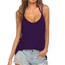 Load image into Gallery viewer, Women Summer Casual Loose Solid Color T-shirt Camisoles Sexy Backless Spaghetti Strap Round Neck Vest Fashion Female Tank Top
