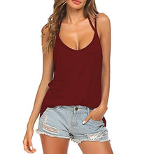 Load image into Gallery viewer, Women Summer Casual Loose Solid Color T-shirt Camisoles Sexy Backless Spaghetti Strap Round Neck Vest Fashion Female Tank Top
