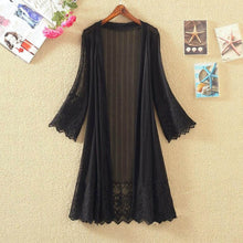 Load image into Gallery viewer, Lace Medium Long Cardigan 2020 Summer Women Outerwear Sun Protection Clothing Thin Top Long Sleeve Coat Fashion Blouse Female
