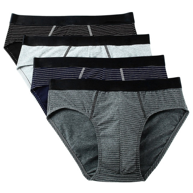 Men's Briefs Panties Men Cotton Underwear Briefs Breathable Cuecas Striped Brief Panties for Men Sexy Underpants Shorts 4pcs\lot