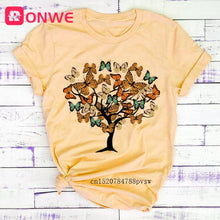 Load image into Gallery viewer, Woman Butterfly Tree Print Harajuku Summer Tshirts Casual Round Neck Short Slee Top Tee Shirt,Drop Ship
