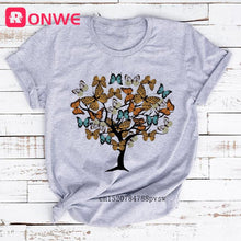 Load image into Gallery viewer, Woman Butterfly Tree Print Harajuku Summer Tshirts Casual Round Neck Short Slee Top Tee Shirt,Drop Ship

