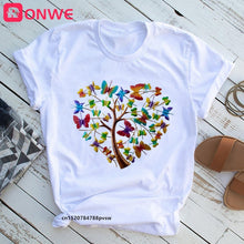 Load image into Gallery viewer, Woman Butterfly Tree Print Harajuku Summer Tshirts Casual Round Neck Short Slee Top Tee Shirt,Drop Ship
