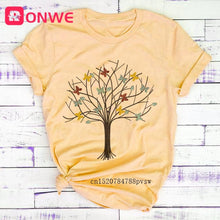 Load image into Gallery viewer, Woman Butterfly Tree Print Harajuku Summer Tshirts Casual Round Neck Short Slee Top Tee Shirt,Drop Ship
