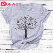 Load image into Gallery viewer, Woman Butterfly Tree Print Harajuku Summer Tshirts Casual Round Neck Short Slee Top Tee Shirt,Drop Ship

