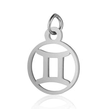 Load image into Gallery viewer, Stainless Steel Zodiac Necklace Pendant Anti-Corrosion 12 Constellation Pendant Necklace Hollow Small Round Zodiac Charm Jewelry
