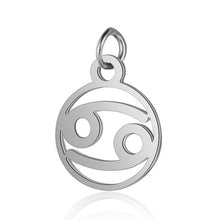 Load image into Gallery viewer, Stainless Steel Zodiac Necklace Pendant Anti-Corrosion 12 Constellation Pendant Necklace Hollow Small Round Zodiac Charm Jewelry
