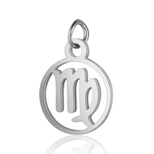 Load image into Gallery viewer, Stainless Steel Zodiac Necklace Pendant Anti-Corrosion 12 Constellation Pendant Necklace Hollow Small Round Zodiac Charm Jewelry
