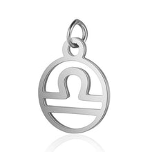 Load image into Gallery viewer, Stainless Steel Zodiac Necklace Pendant Anti-Corrosion 12 Constellation Pendant Necklace Hollow Small Round Zodiac Charm Jewelry
